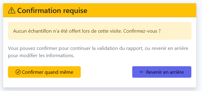 Pop-up de confirmation